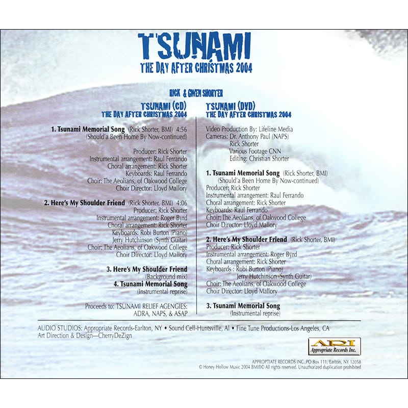 Tsunami: The Day After Christmas 2004 - CD and DVD | Homeward ...