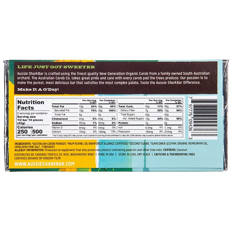 Sharkbar Mint Nutrition Facts