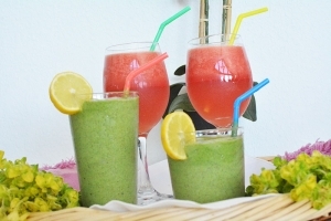 Fresh Green Smoothie and Watermelon Cocktail
